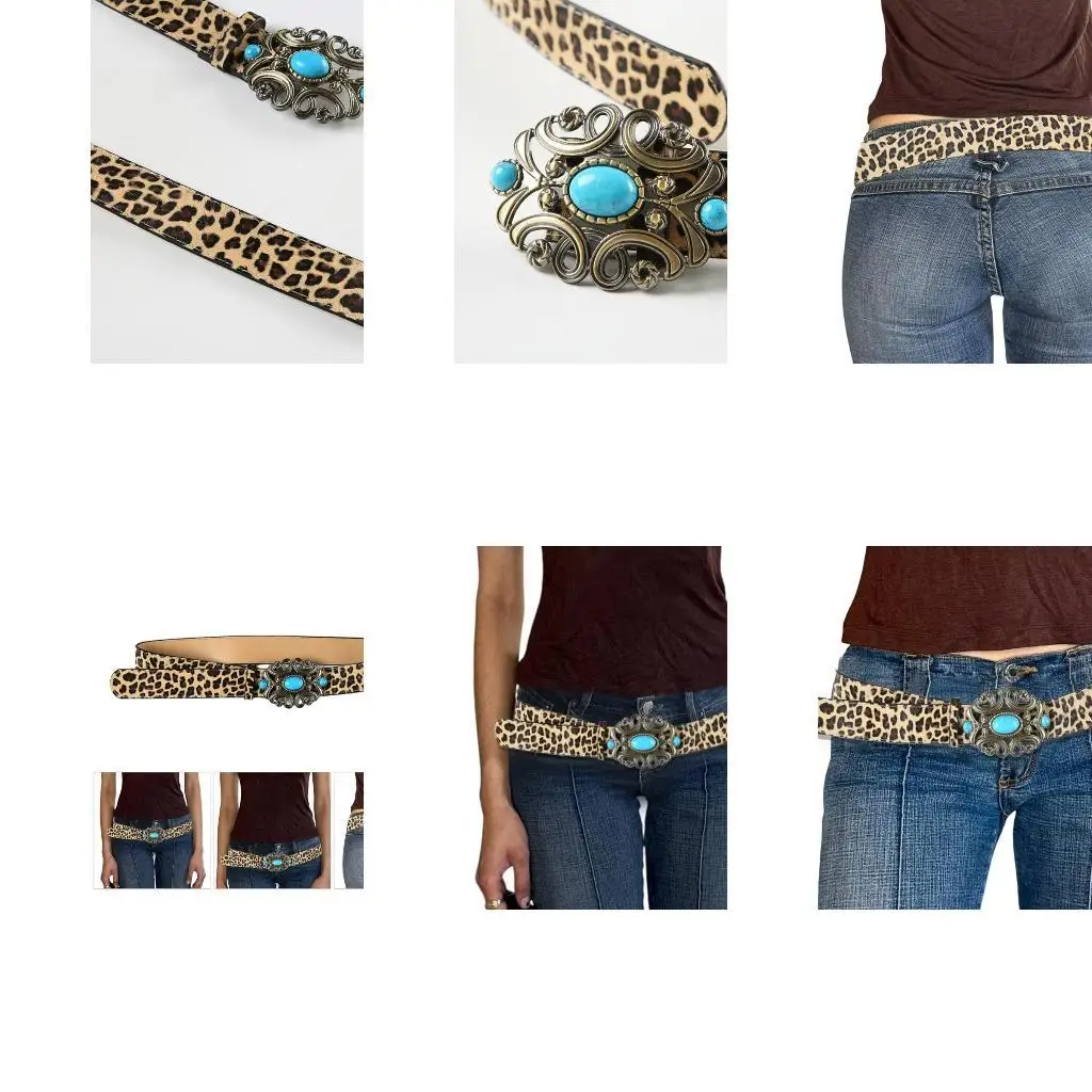 

652F Unique Waist Belt Cool Leopards Print Buckle for Stage Dancers Costume Jewelry Waist Body Jewelry Retro Buckle