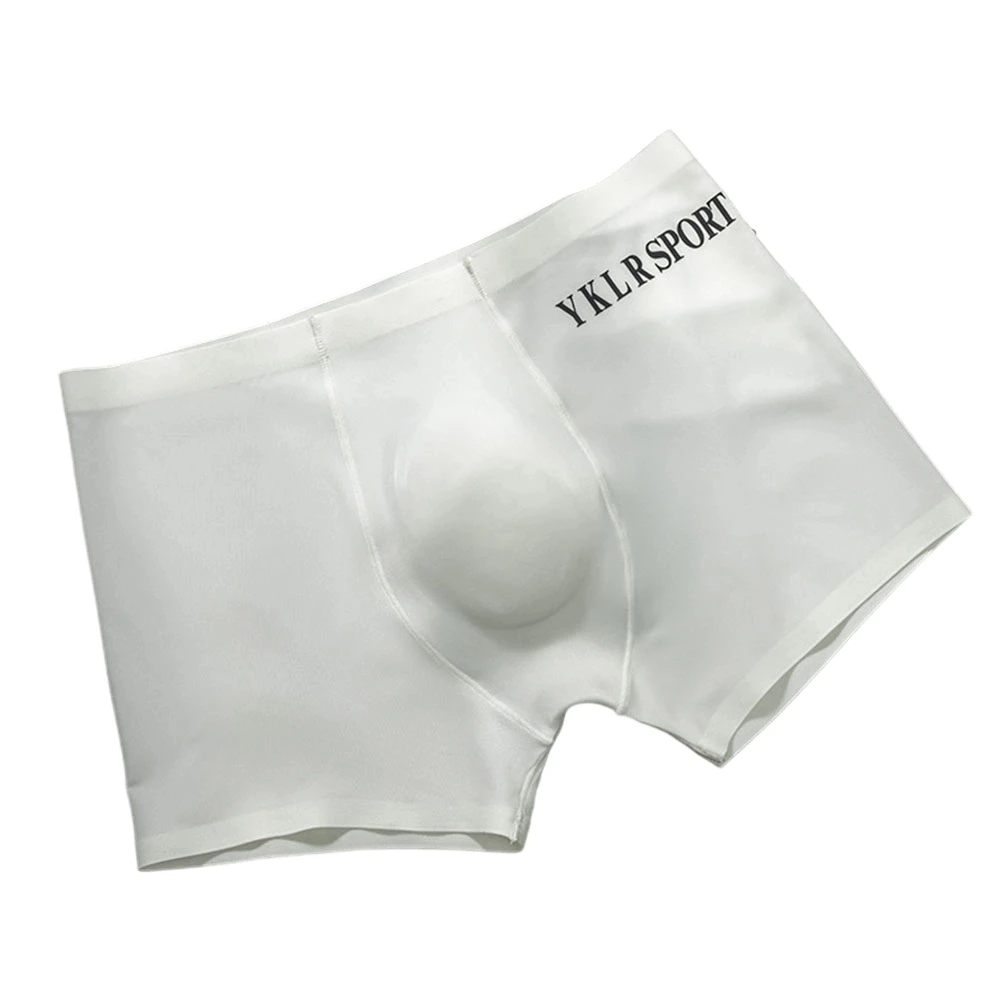 Men's Seamless Boxer Briefs With 3D Pouch, Ice Silk Low Waist Underwear Trunks For Daily Wear, Soft Stretchy Breathable Briefs