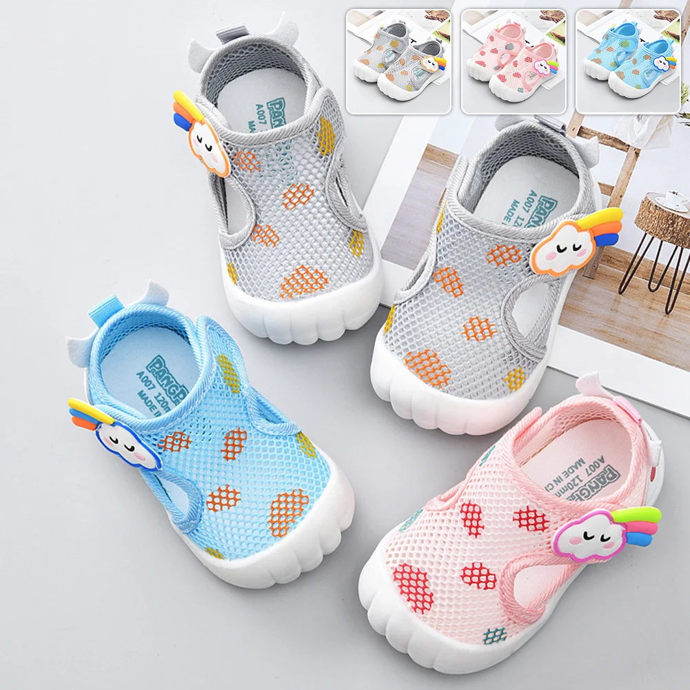 Cartoon Mesh Non-Slip Baby Breathable Shoes for Spring Summer High Elastic Comfy Shoes Kids Shoes For Learning Walking