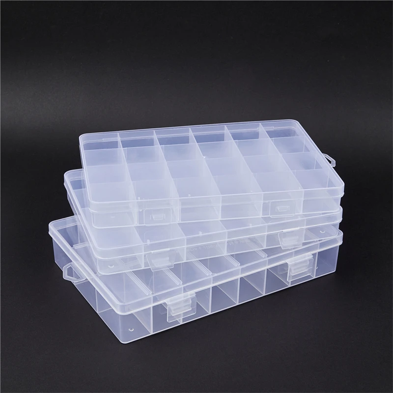 24 Grids Practical  Compartment PP Plastic Storage Box Round Beads Jewelry Earring Bead Screw Holder Case Display Organizer Cont