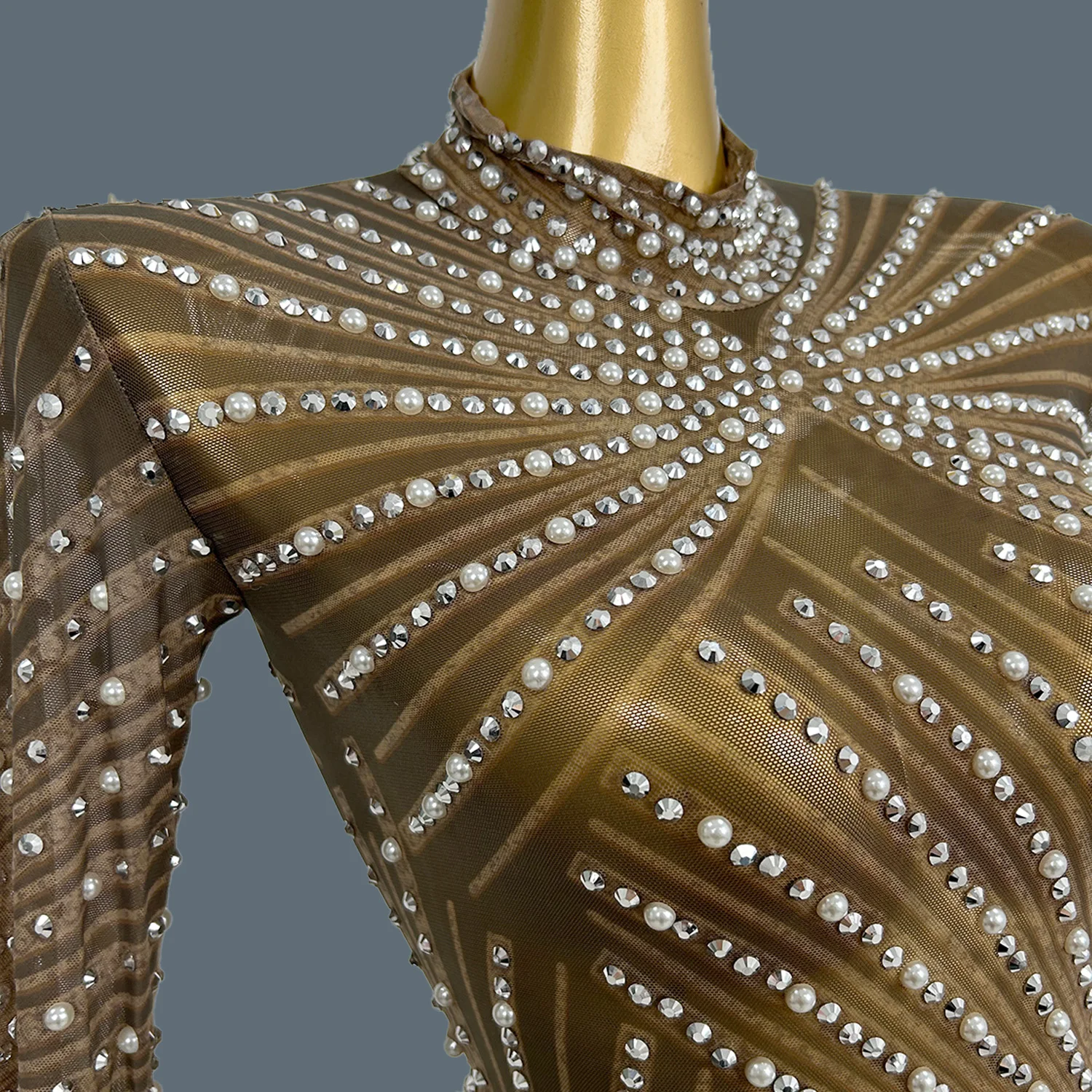 Sexy sheer malha vestidos para mulheres vestido de dança latina festa clube noite palco desempenho traje aniversário celebrar baile zonglv