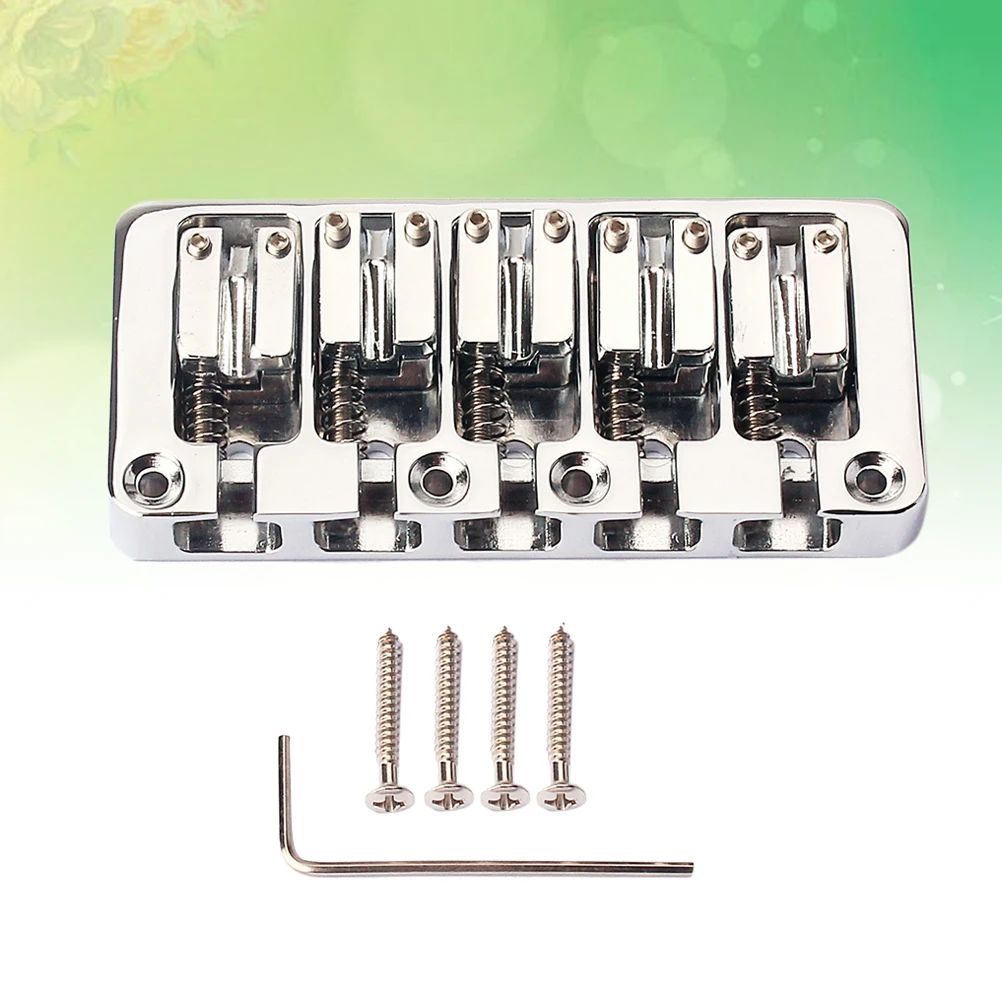 

5 String Bass Bridge Fixed Electric Guitar Parts Accessories Top Load Height Adjustable Solid Metal Durable For Guitar