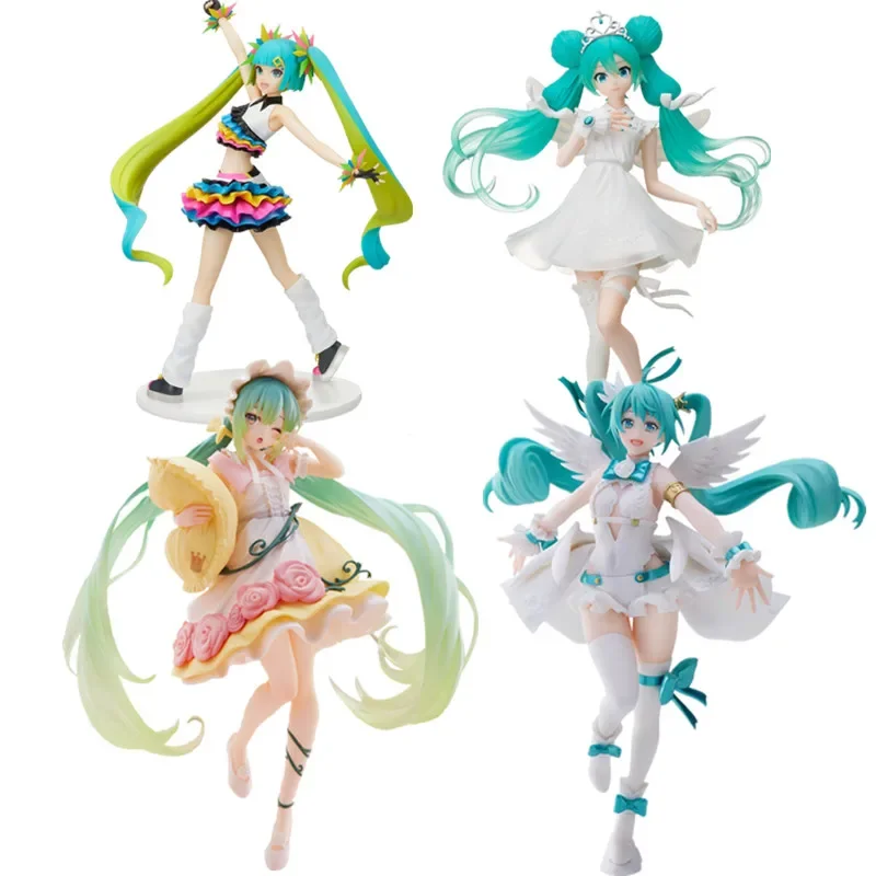 Original SEGA Anime Hatsune Miku Figure 15th Anniversary Angel Sleeping Beauty Action Figurines Collection Model Toys