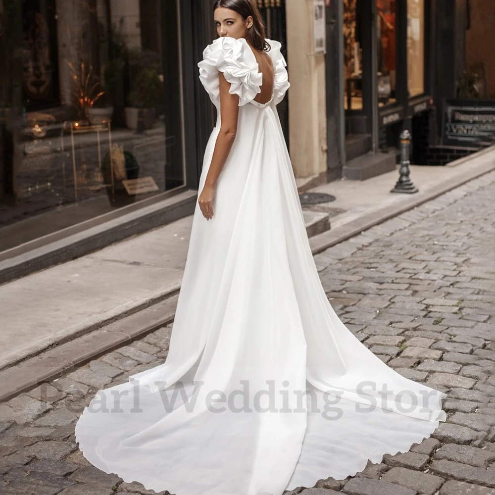 Modern Mini Wedding Dress Classic Satin Sheath Sweetheart with Puff Cloak Sweep Train Bridal Civil Above Knee Marriage Gowns