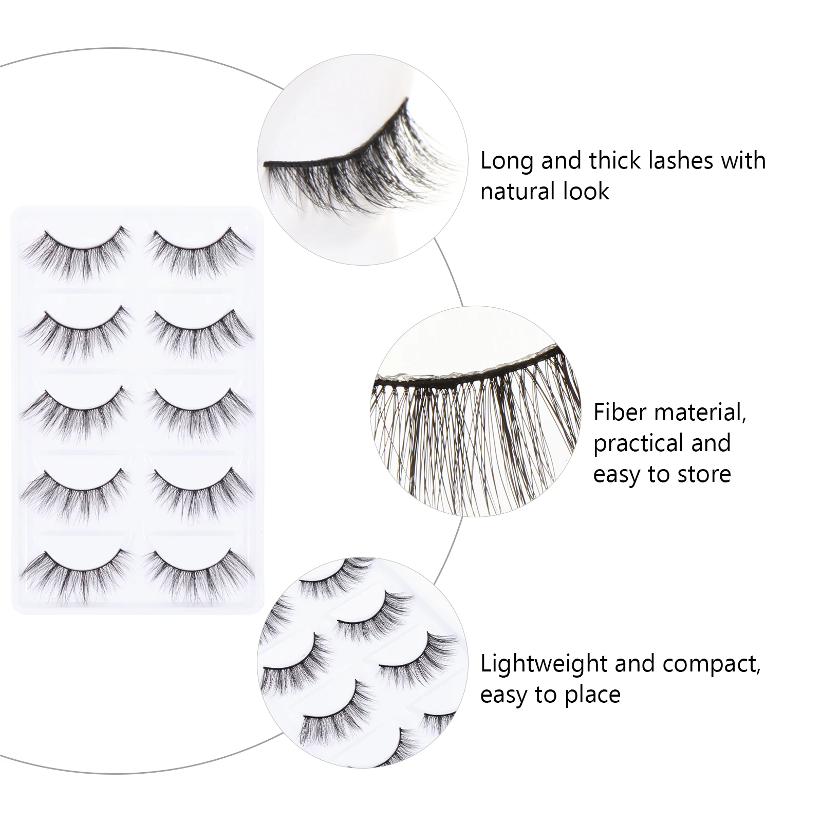 

5 Pairs Thick False Eyelashes Hair Cross Photography Artificial Fiber Beauty Tool Wedding Daily Use