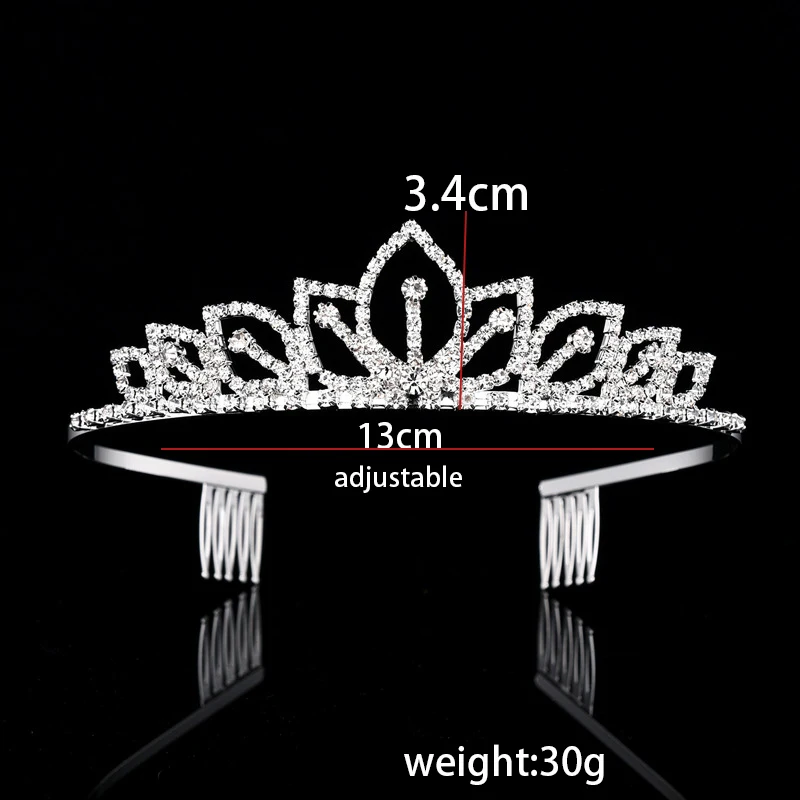 Silver Color Sparkling Rhinestone Crown Bridal Tiara Wedding Hair Accessories for Women Party Birthday Gift view 6