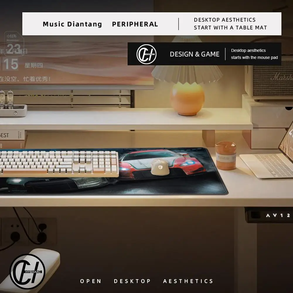 Sports Car Gaming Mousepad, Race Car Desktop Accessories Mat, Rubber Anti-slip Keyboard Pad, Computer Office XXL Game Mouse Pad