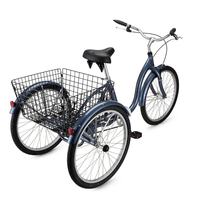 Hot-selling adult bicycle 3-wheel carbon fiber frame 24-inch tricycle, tricycle, adult pedal tricycle