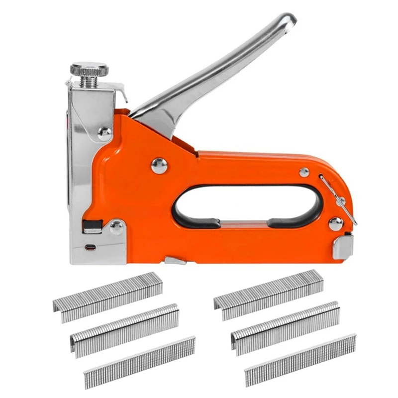 3-In-1 Stapler, +600 Nails For Wood, Handicrafts, Carpentry, Decorative DIY Orange Tool