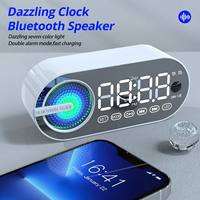 Mini Mirror Digital Display Alarm Clock Portable Bluetooth Speaker FM Radio Room Office Desktop LED Clock Wireless Loudspeaker