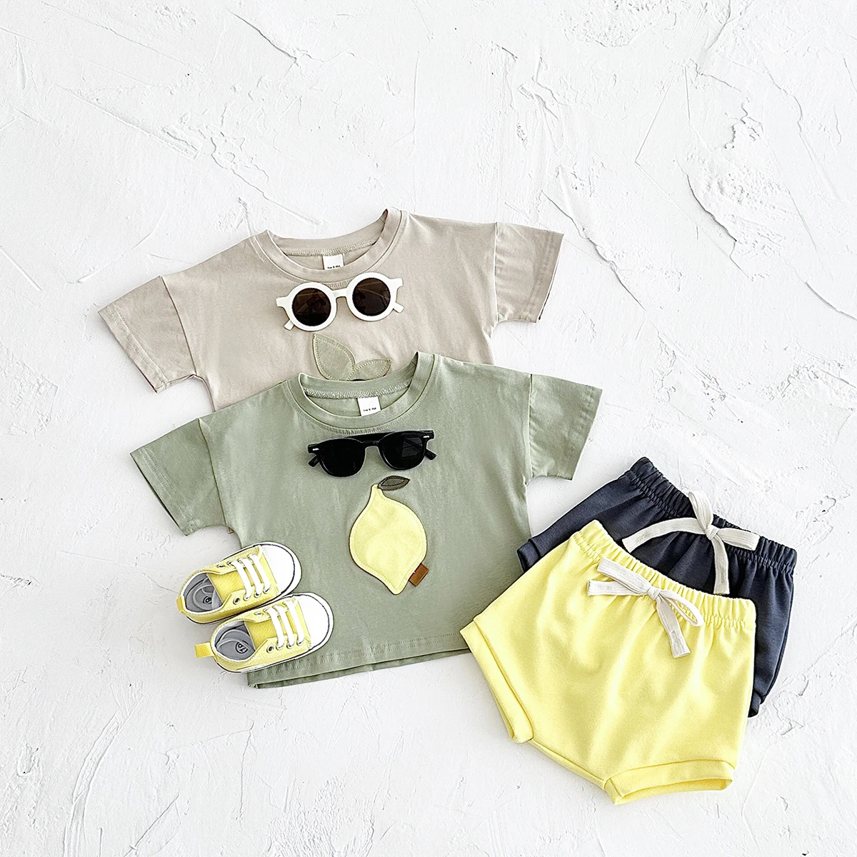 Conjunto de 2 uds de ropa para bebé (niño o niña), ropa de verano para bebé, camiseta con parche de arándano + Pantalones cortos, trajes de verano para niño y niña recién nacido