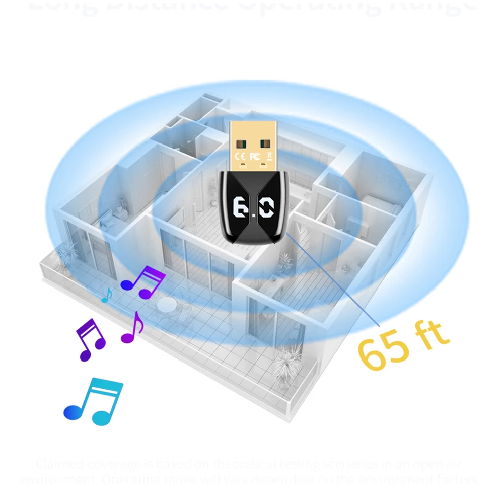 

BT 6.0 Adapter Wireless BT Transmitter Receiver Plug and Play for PC Mouse Keyboard Headphones Speakers