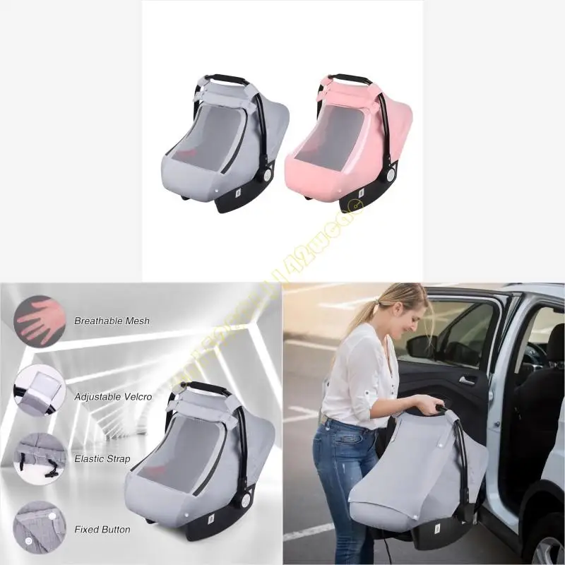 

Windproof Baby Carriage Cover Solid Color Unise Newborns Carrying Basket Protections Sleeve with Breathable Window DXAD