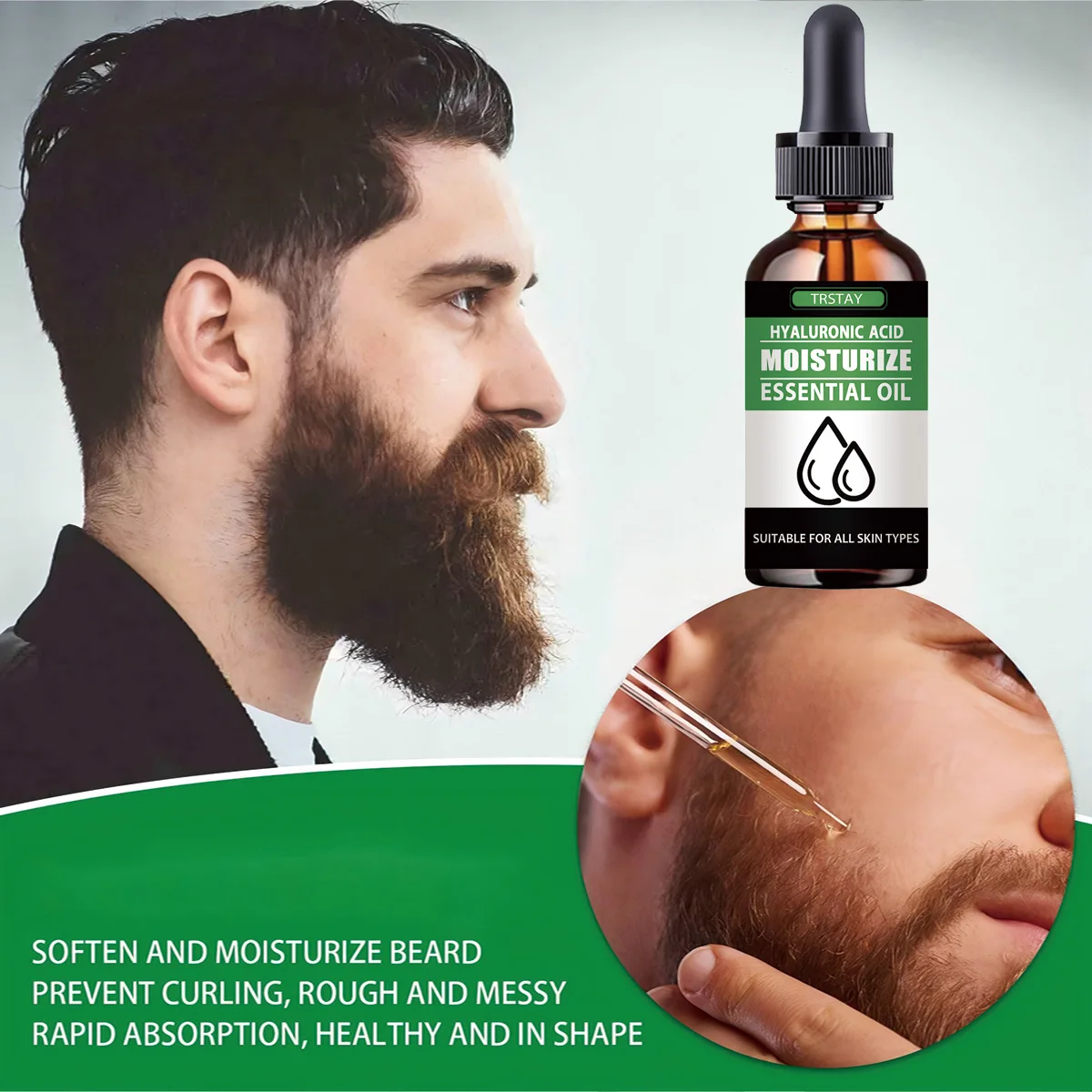 100%Natural Accelerate Facial Hair Grow Beard Essential Oil Hair and Beard Growth Oil Men Beard Grooming Products Skin Care - view 5