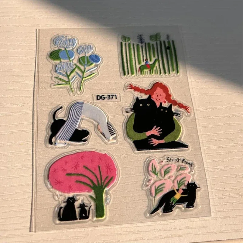 

1 лист 3D прозрачные наклейки из эпоксидной смолы INS милый черный кот мультфильм желейная наклейка украшение для DIY чехлы для телефонов ноутбук планшет