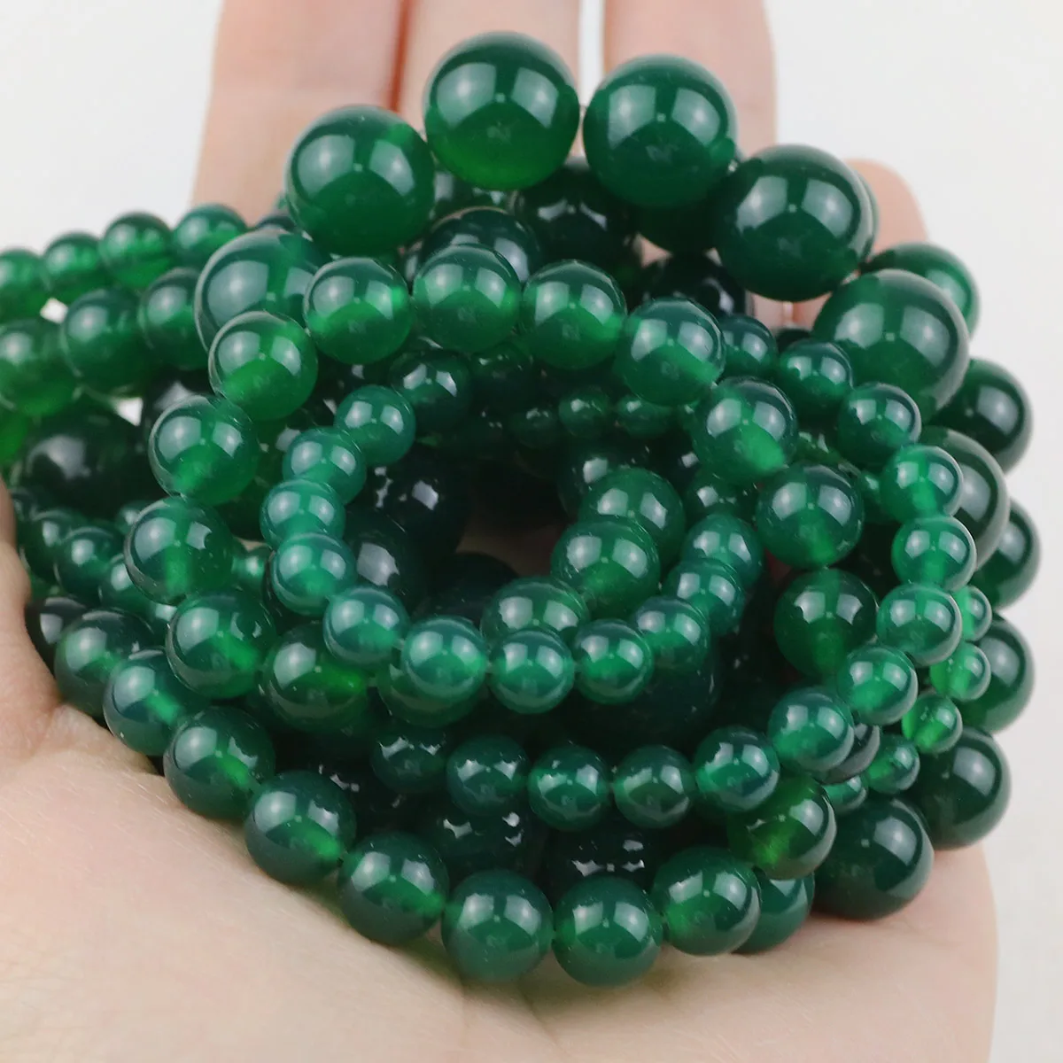 Natural Green Agate Stone Beads 4-12mm Round Loose Spacer Beads For DIY Jewelry Making Bracelets Necklaces Earrings Accessories