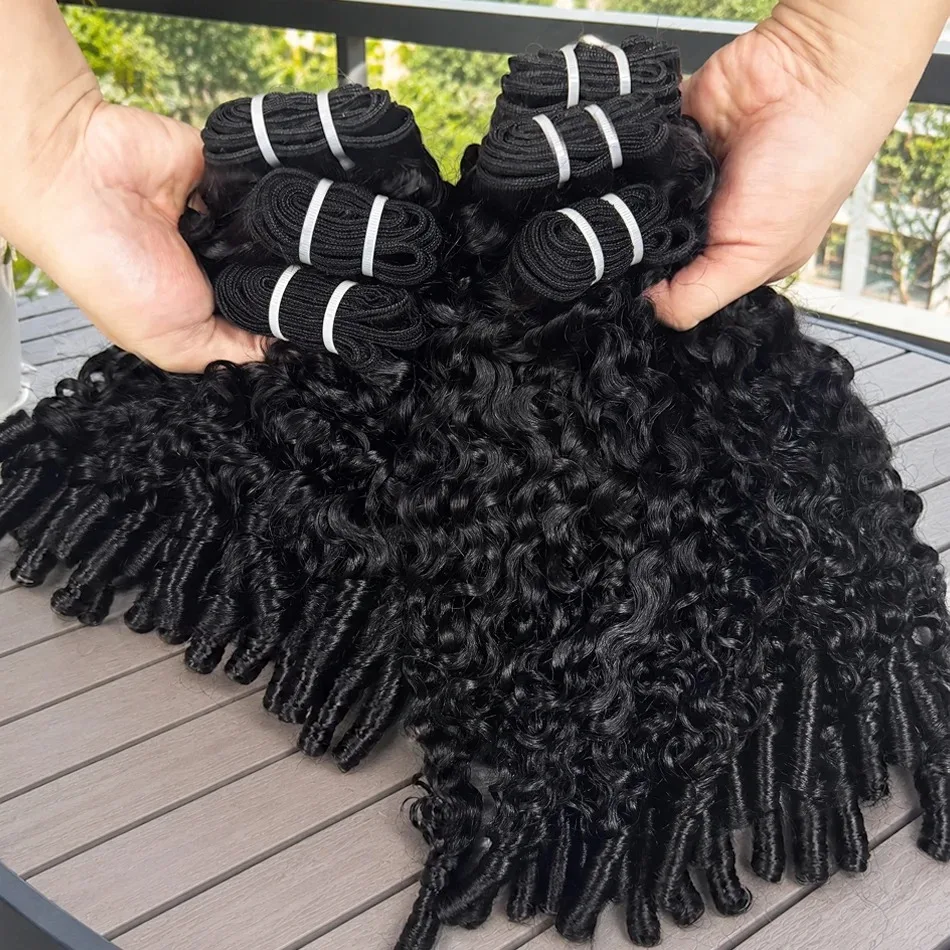 Smilegirl 12A Burmese Curly Hair Bundles Virgin Hair Unprocessed Human Hair Extensions 1/3/4 Bundles Natural Black Burmese Pixie Curls