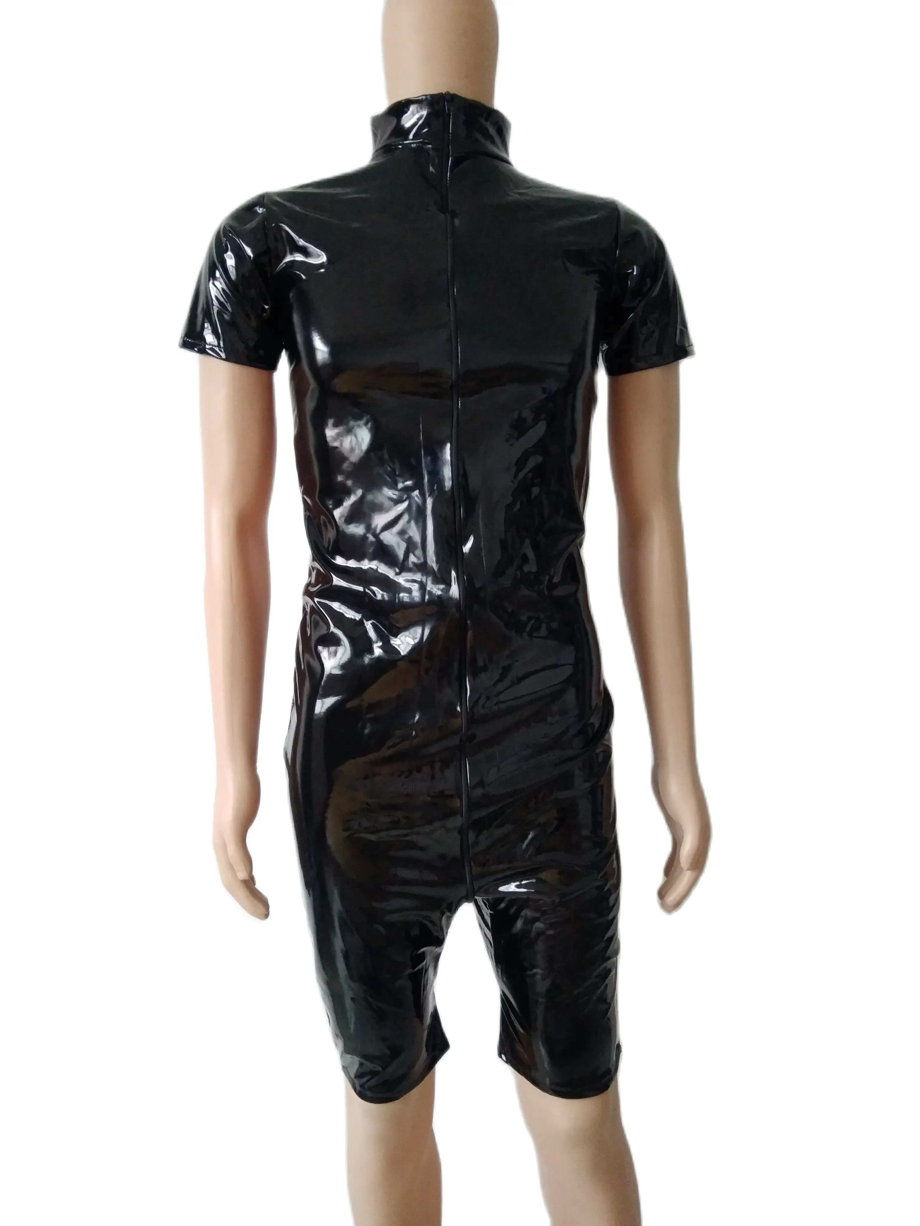 

Черный костюм для косплея на Хэллоуин, комбинезон, блестящая искусственная кожа из ПВХ, кожаные шорты с глянцевой краской, комбинезон, игра, забавный