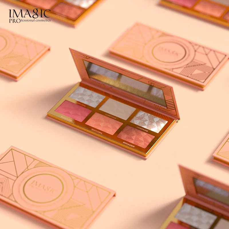 IMAGIC New 6-color Hybrid Highlight Blush Palette Rouge Makeup Blush Palet Blush Contour Shadow Facial Cosmetics