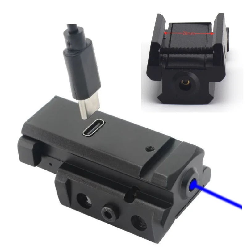 Wiederaufladbares blaues/grünes/rotes Laservisier, passend für 20 mm/11 mm große Picatinny-Weberschiene für Pistolen-Glock-Gewehr-Laservisier
