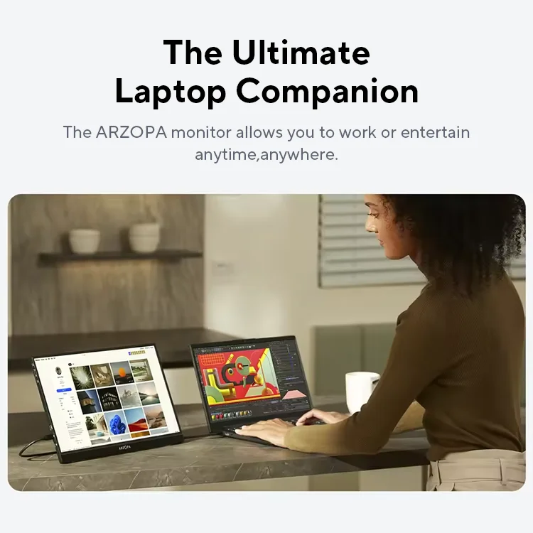 ARZOPA 16inch 2K Portable Monitor 16:10 IPS Screen with type-c mini hdmi Second Display for MAC/Laptop/PC/Xbox/PS4/5/Switch,Z1RC image 3