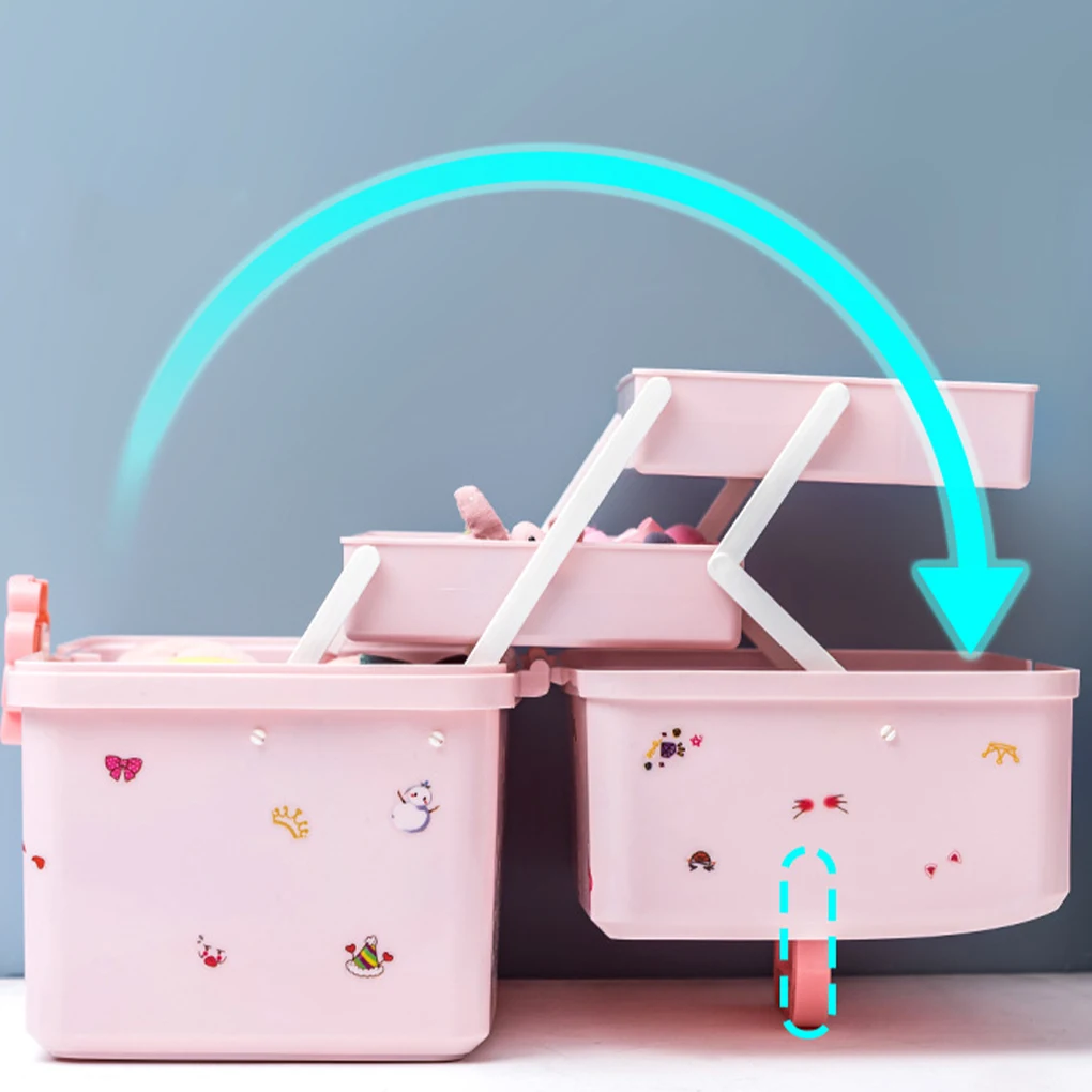 صندوق تخزين إكسسوارات الشعر من Stay Tidy and Fashionable، صندوق تخزين حبل الرأس المحمول متعدد الطبقات، هيرموسا الوردي