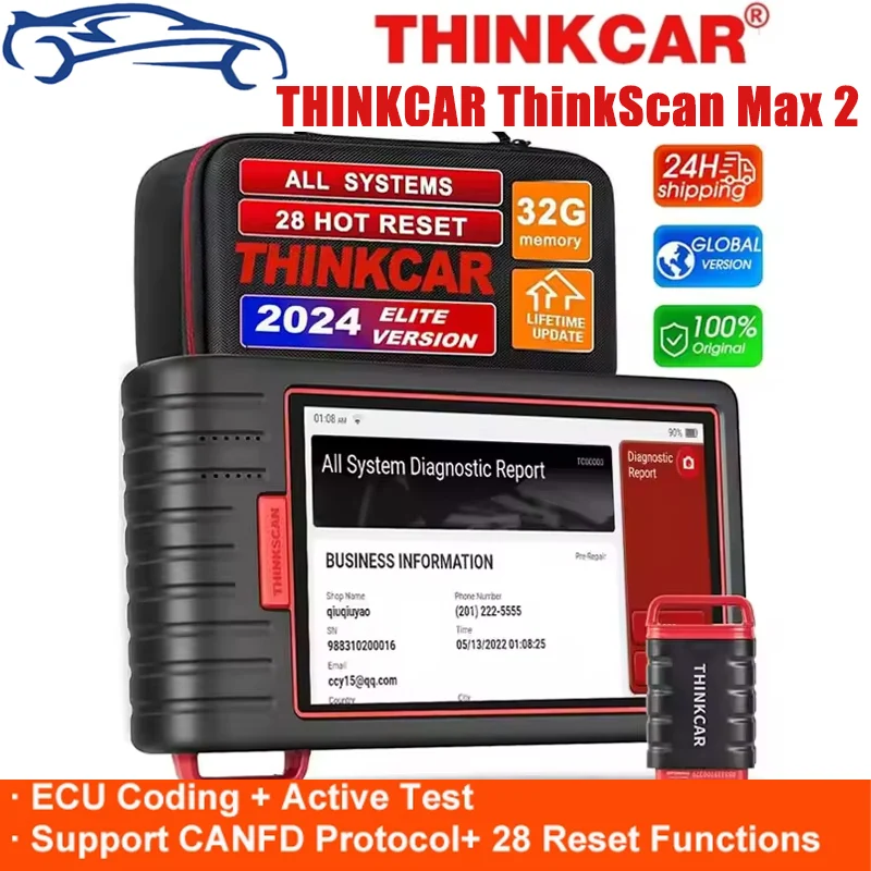 THINKCAR ThinkScan Max 2 Full system Car Diagnostic Tool MAX2 OBD2 Scanner Free Lifetime Update ECU Coding PK ThinkTool Mini