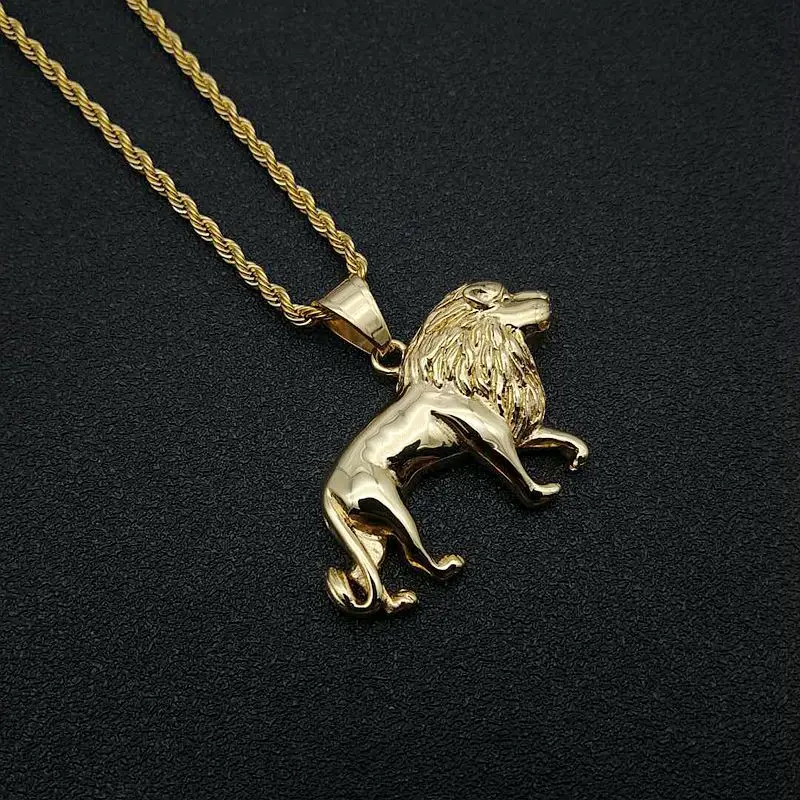 Retro Domineering Lion Animal Pendant Necklace Suitable for Men's Personalized Hip-Hop Trendy Jewelry Accessories