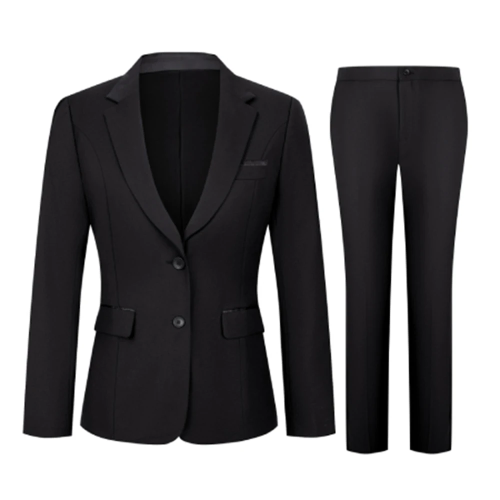 Women Pants Suits 2 Piece Suit Lady 2 Button Business Work Office Slim Fit Blazer Jacket Pants Set