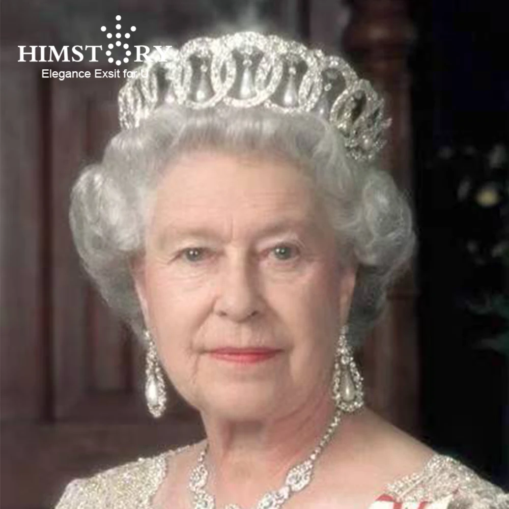 

Retro Queen Waterdrop Pearl Hair Crown Diana Princess Tiara CZ Diadem for Bridal Hair Accessories