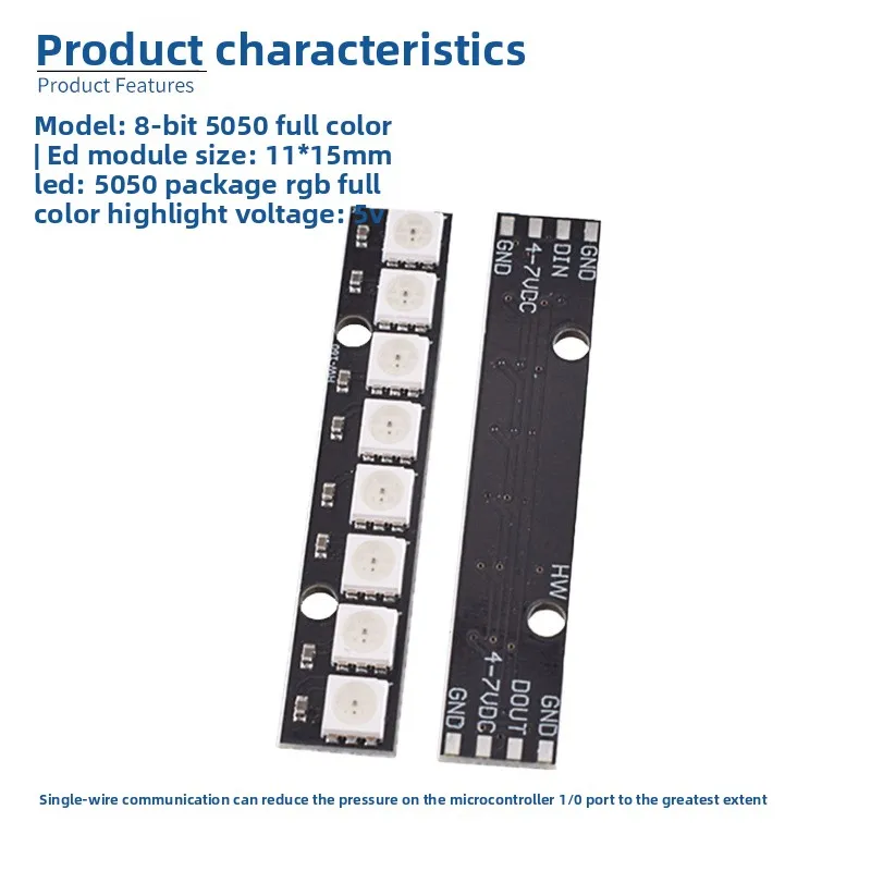8bit WS2812 5050 RGB LED Strip 8pcs Built-in Full Color Development Board