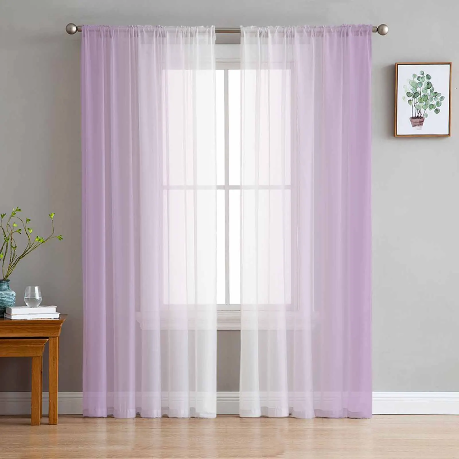 

Light Purple Gradient White Sheer Curtains for Living Room Printed Tulle Window Curtain Luxury Home Balcony Decor Drapes