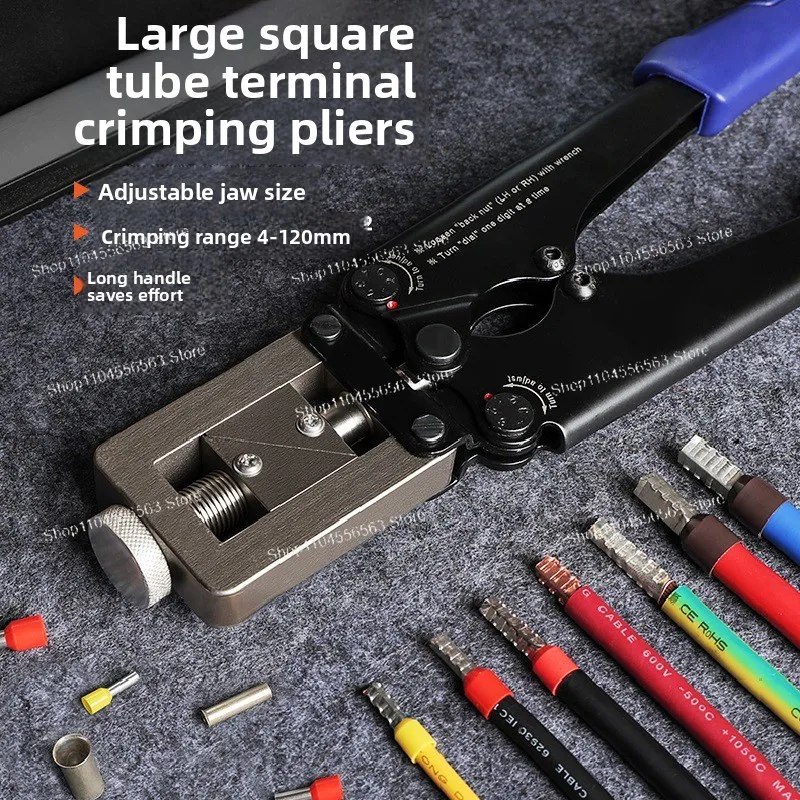 E-Type European Terminal Crimping Tool for 16-120 Pin Sleeves, Professional Cold Press Wire Crimper for Electrical Use