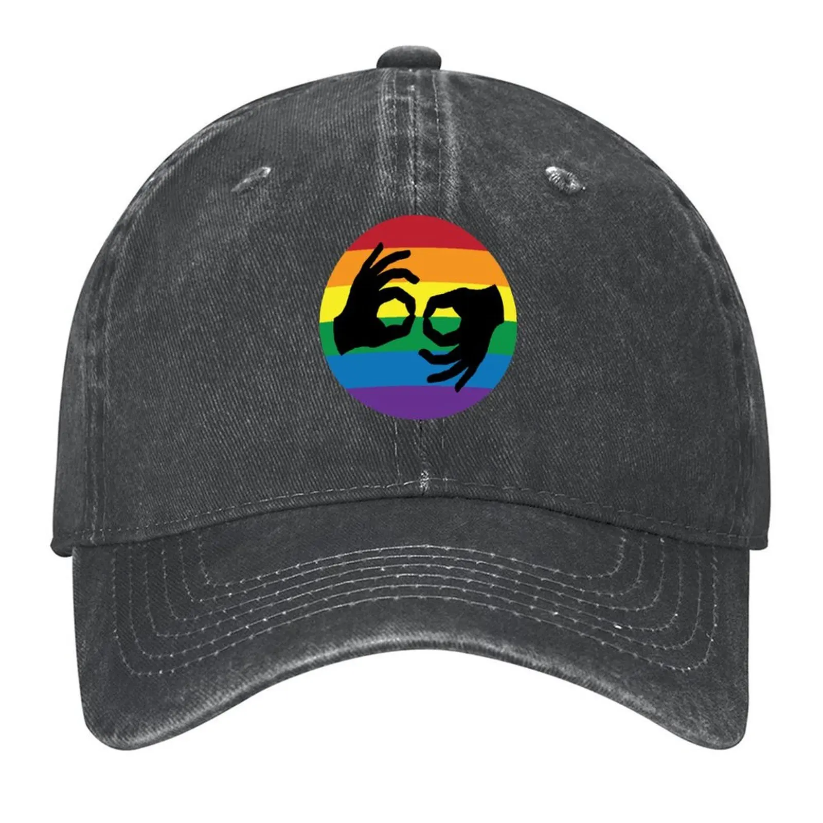 

ASL LGBTQ Rainbow American Sign Language Interpreter Symbol Hands Baseball Cap Winter hat derby hat Anime Girl'S Hats Men's