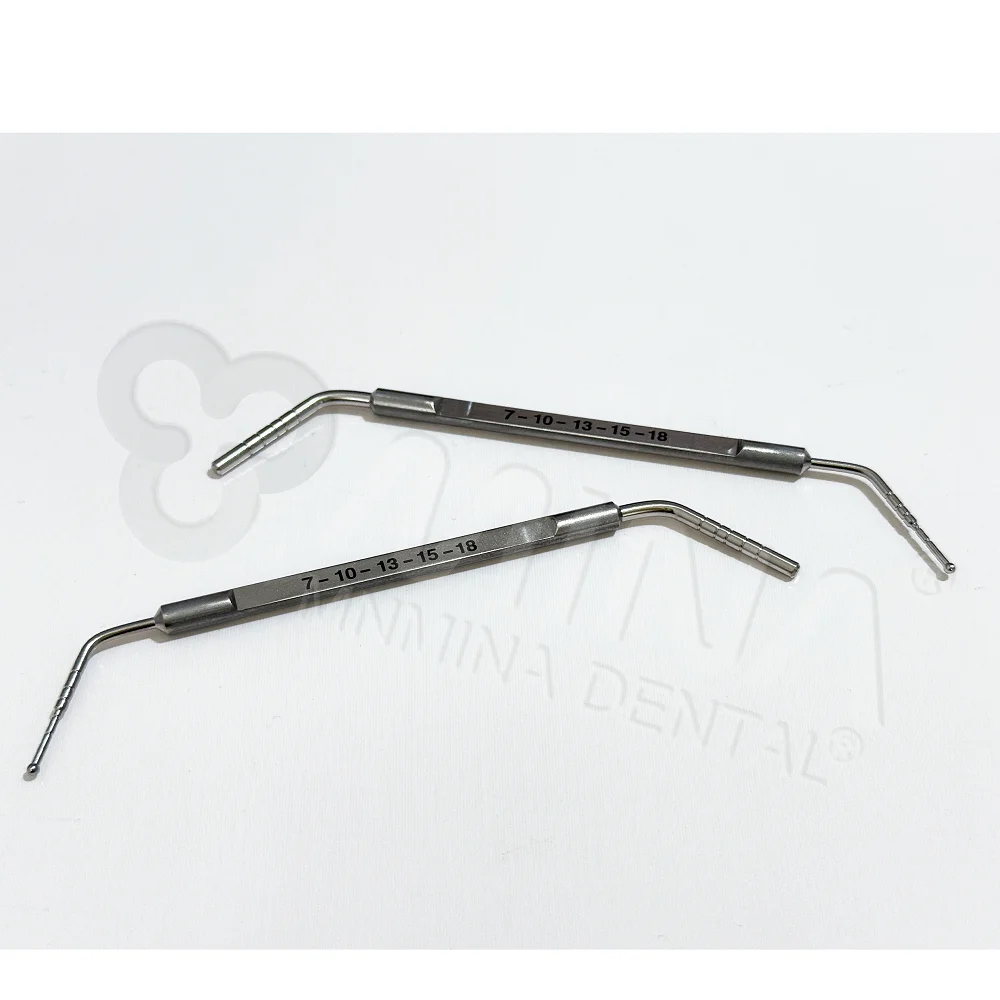 MINA Manual Dental Examination Double Headed Depth Gauge Stainless Steel Silver DP1925 CE Certified Class I