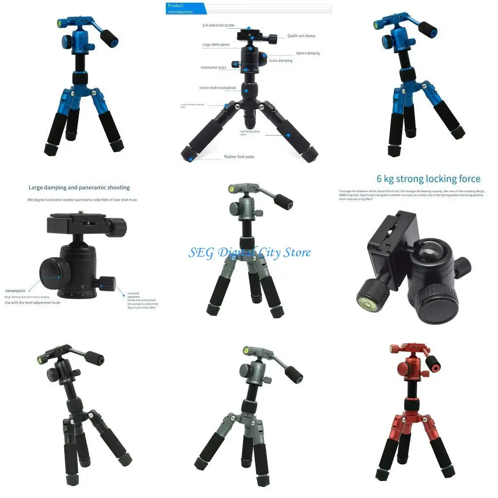 

U75B 20Inch Tabletop Mini Tripod 5 Sections with 360 Degree Rotation Head Aluminum