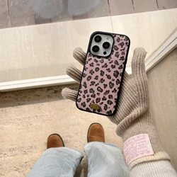 Korea Ins Pink leopard print Phone Case for iPhone 16 15 14 13 Pro Max 12 11 Back Cover Funda