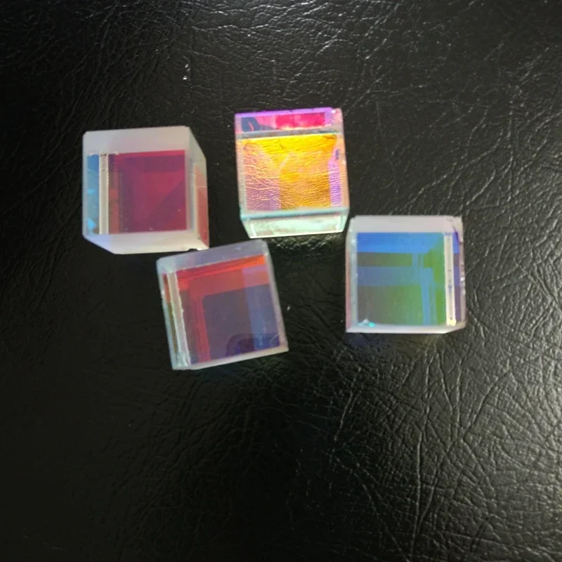 Defective Optical Glass Prism, Dichroic X Cube, Combiner Splitter, Jewelry Physics Teaching, 22x23mm, 10Pcs Rainbow Light Cube