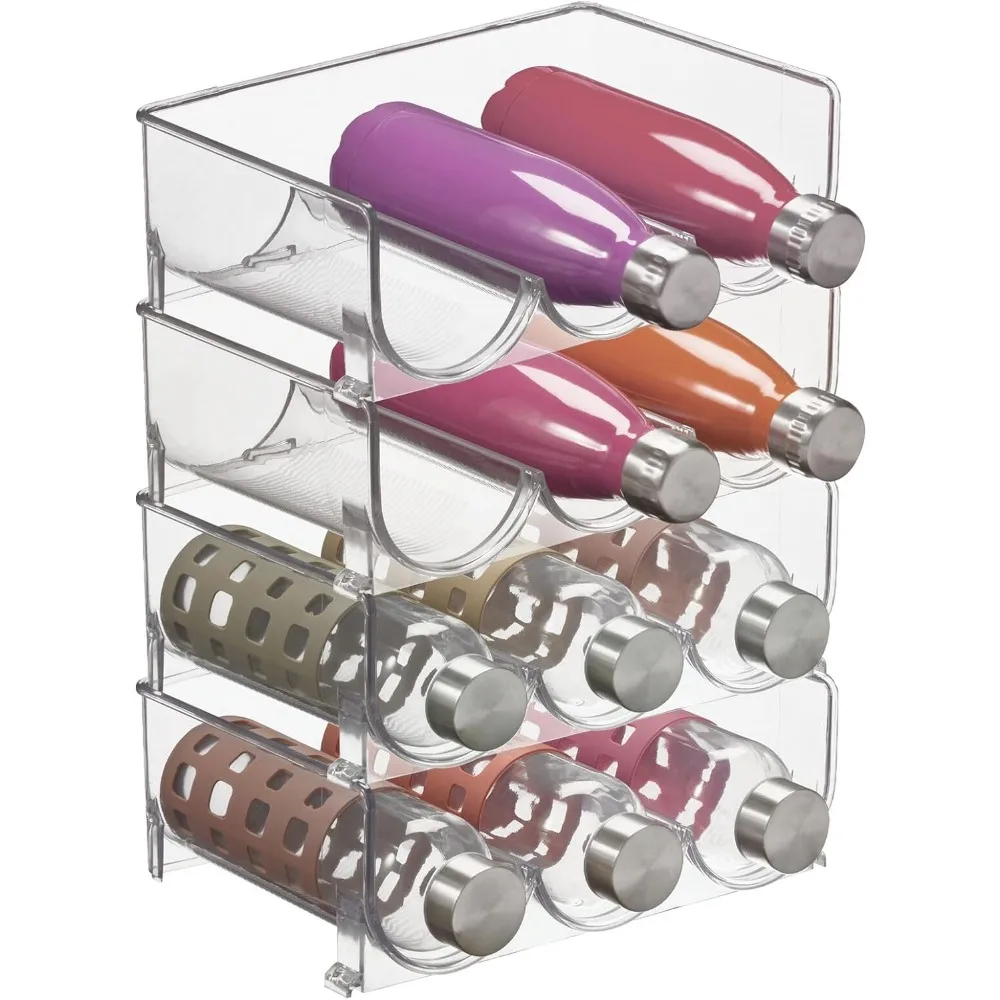 

NEW-4 Pack,Clear,Plastic Free-Standing Stackable 3 Bottle Storage Holder Rack - Water, Wine&Drink Organizer Shelf-High quality