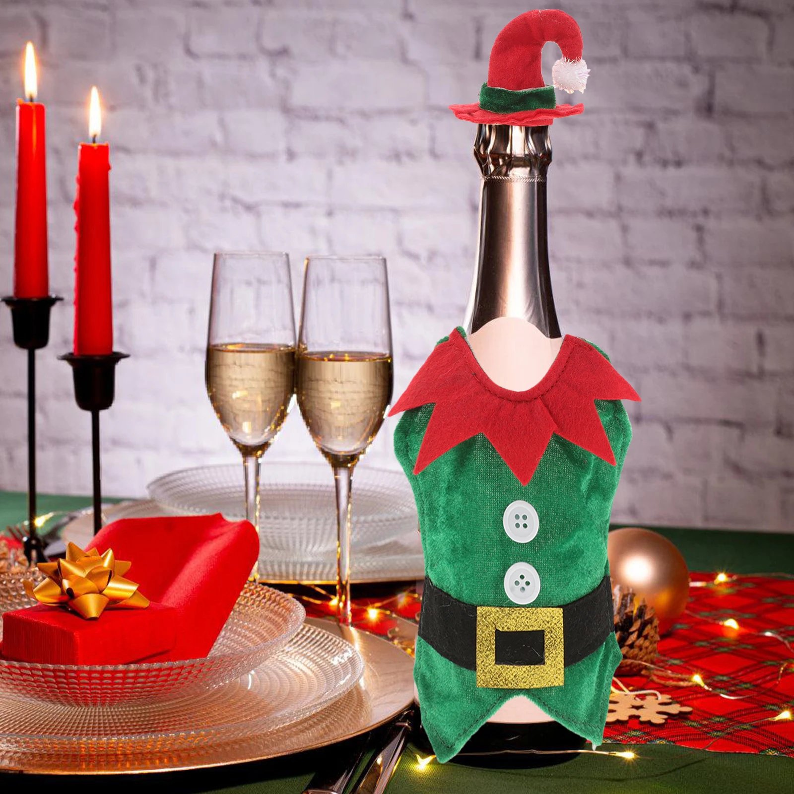 

2Pcs Christmas Wine Bottle Clothing Hat Delicate Xmas Party Decor Christmas Wine Bottle Cover Xmas Party Decoration