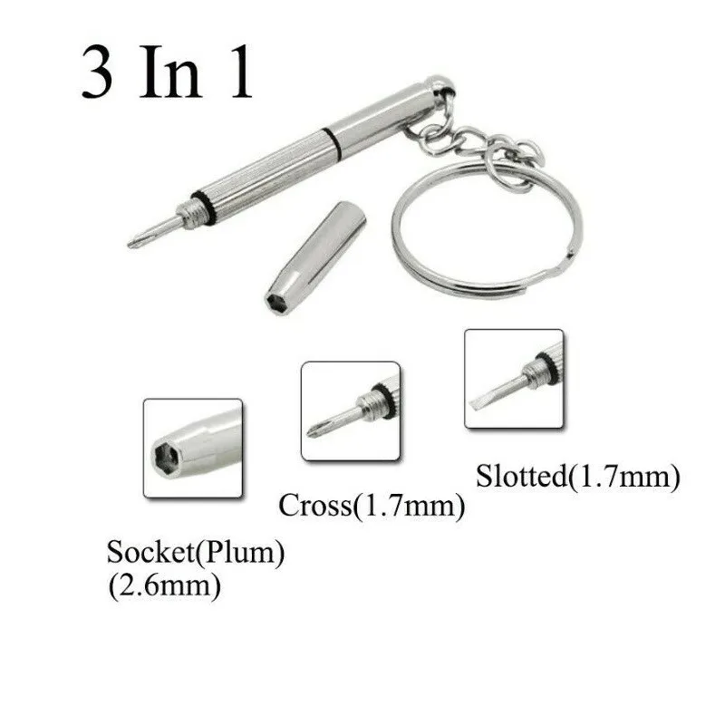 Mini 3in1 Screwdriver For Eyeglass Optical Eye Glasses Repair Tool Portable Keychain Spectacles Watch Repair Kit Hand Tool