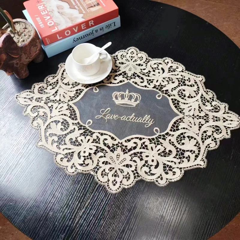NEW Exquisite Oval embroidered patchwork tablecloth bedroom balcony coffee round table cover Christmas wedding party decoration