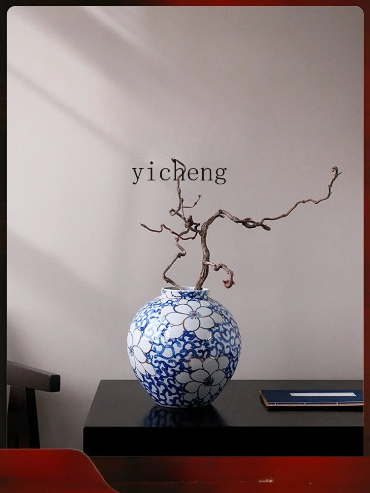 

LSL ceramic vase blue and white porcelain ornament living room artistic flower arrangement utensils