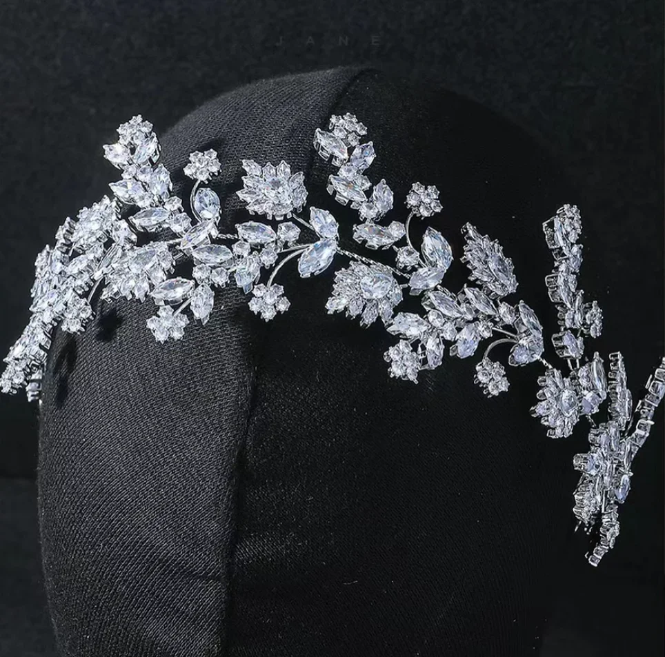 Cubic Zirconia Bridal Headbands For Wedding Hair Accessories Luxury Bride Tiara Headpiece For Women Prom Party Wedding Headdress