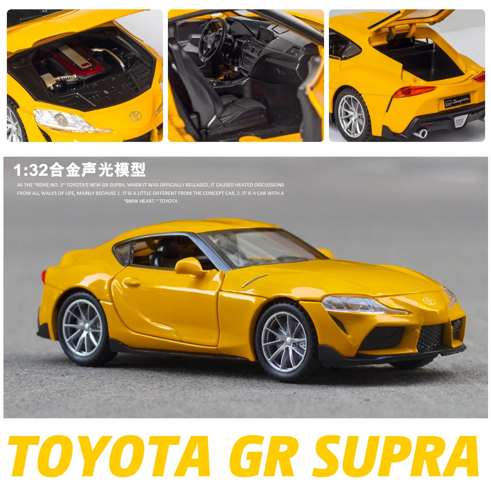 Modelo de coche de aleación TOYOTA GR SUPRA Fast & Furious, supercoche con sonido y luz, juguete para niños, regalos fundidos a presión, 1:32, A161