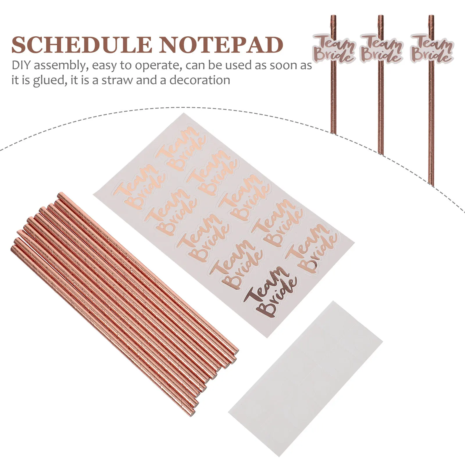 20Pcs Safe Sanitary Paper Straws Team Bride Printed Disposable Party Straws for Festive Atmosphere Cocktail Milkshake Serving