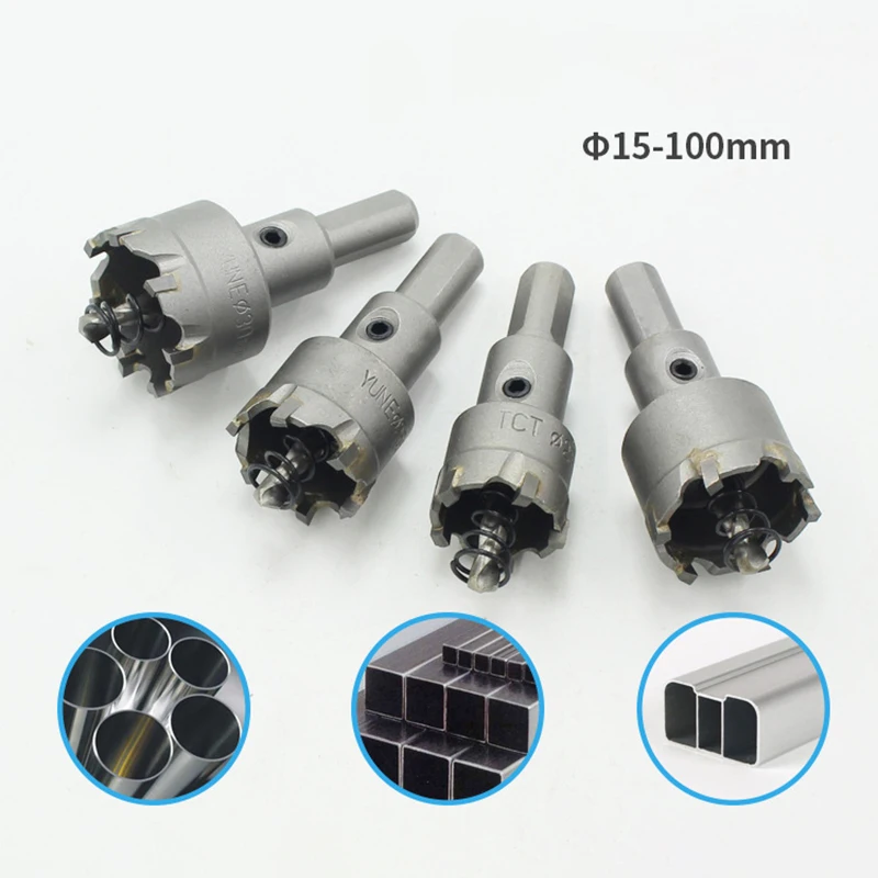 1Pcs Tungsten Steel Alloy TCT Drill Bit Hole Saw 15-100mm Drill Bit Set Hole Saw Cutter For Stainless Steel Metal Alloy Drilling