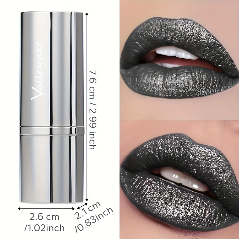 ملمع شفاه معدني غير لامع - أحمر شفاه أسود يدوم طويلاً ومقاوم للماء ومقاوم للعرق مع لمسة نهائية معدنية لجميع أنواع البشرة #5