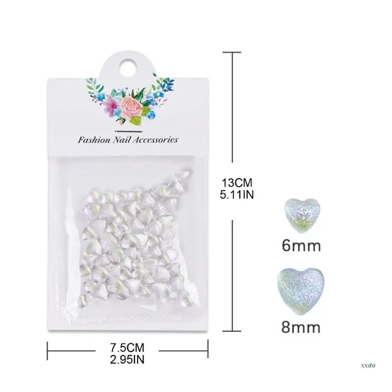 50 Pcs Clear Nail Diamonds, Big Glitter Designs Nail Rhinestones Crystal Resin Nail Stones Gems Nail Art Accessories