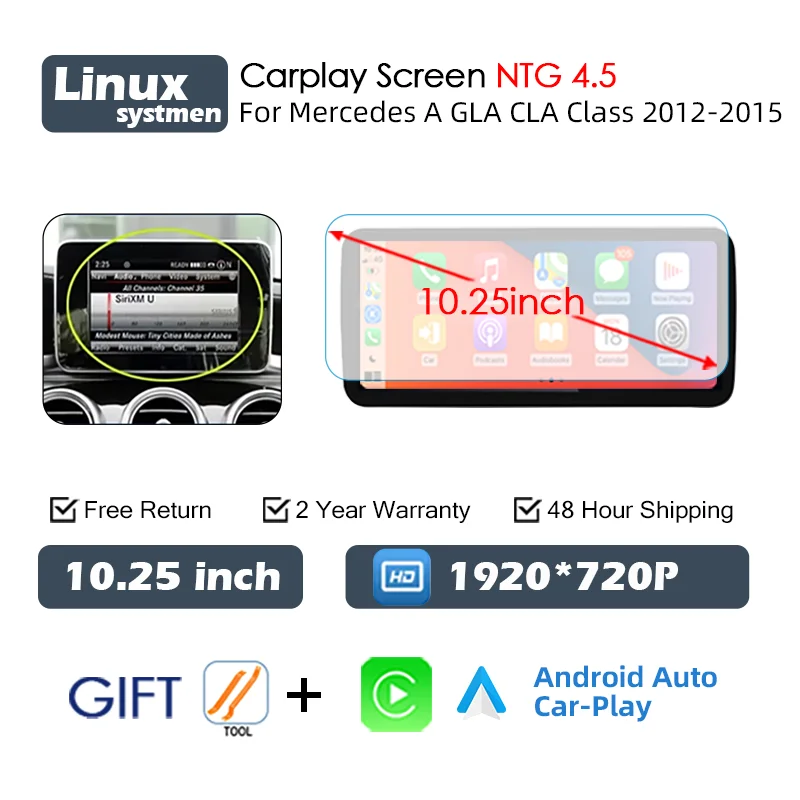 Linux Systeem Draadloze Carplay Android Auto Radio voor Mercedes Benz A CLA GLA W176 C117 X156 2012-2018 Auto Multimedia Speler BT
